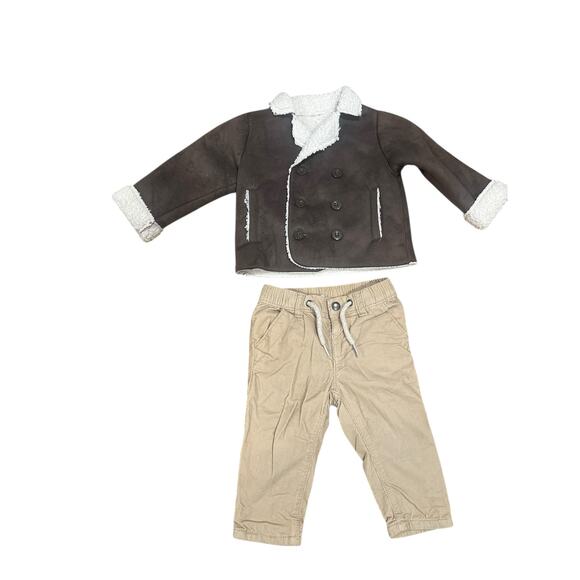 Baby Boy  Winter Bundle Set Gap Oshkosh Jacket Lined Khaki Pants 12-18 months - Picture 2 of 6